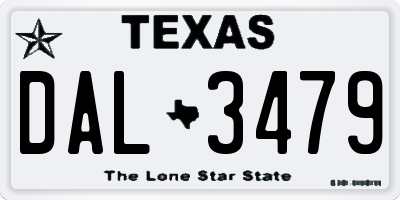 TX license plate DAL3479