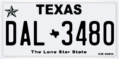 TX license plate DAL3480