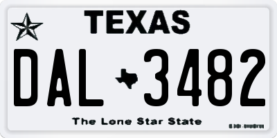 TX license plate DAL3482