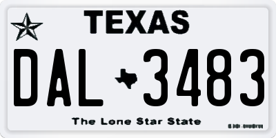 TX license plate DAL3483