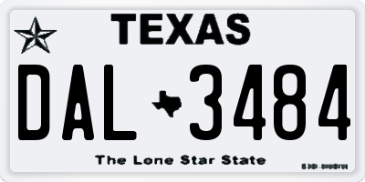 TX license plate DAL3484