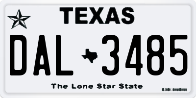 TX license plate DAL3485