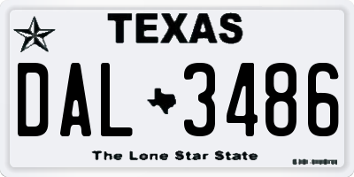 TX license plate DAL3486