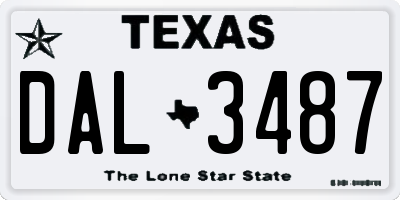 TX license plate DAL3487