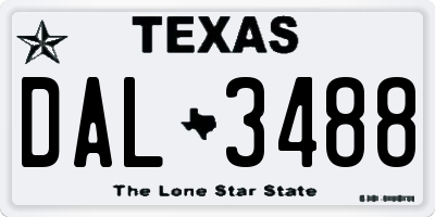 TX license plate DAL3488
