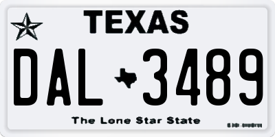 TX license plate DAL3489