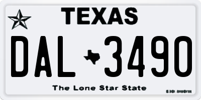 TX license plate DAL3490