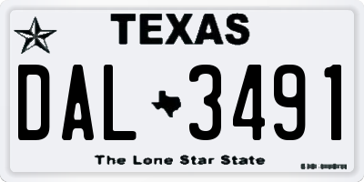TX license plate DAL3491