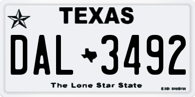 TX license plate DAL3492