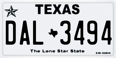 TX license plate DAL3494