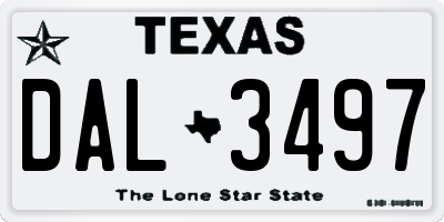 TX license plate DAL3497