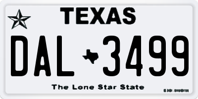 TX license plate DAL3499