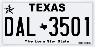 TX license plate DAL3501