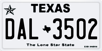 TX license plate DAL3502