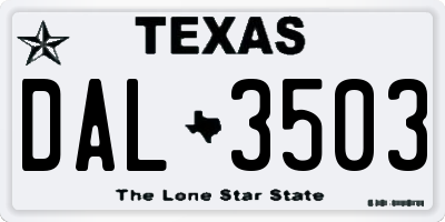 TX license plate DAL3503