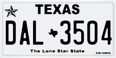 TX license plate DAL3504