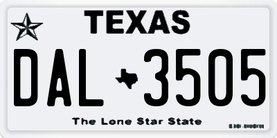 TX license plate DAL3505