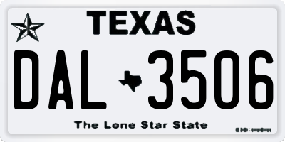 TX license plate DAL3506