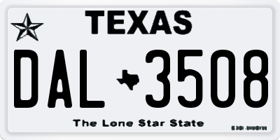 TX license plate DAL3508