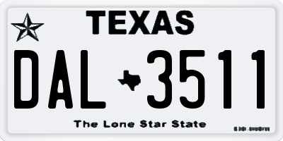 TX license plate DAL3511