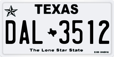 TX license plate DAL3512