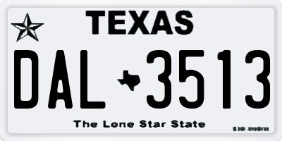 TX license plate DAL3513