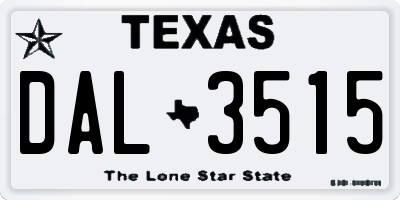 TX license plate DAL3515