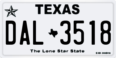 TX license plate DAL3518