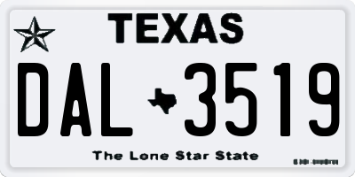TX license plate DAL3519
