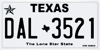 TX license plate DAL3521