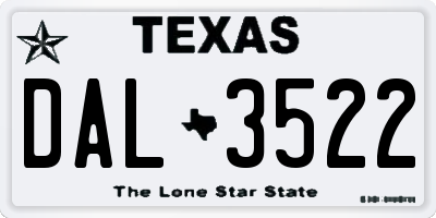 TX license plate DAL3522