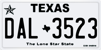 TX license plate DAL3523