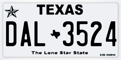 TX license plate DAL3524