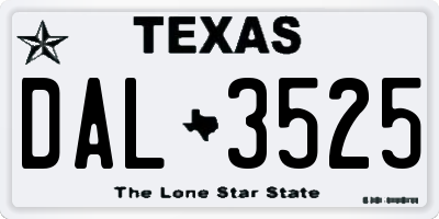 TX license plate DAL3525