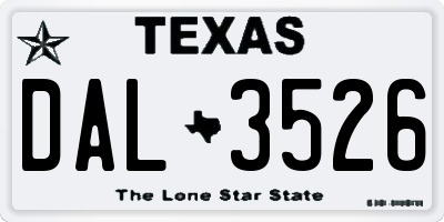 TX license plate DAL3526