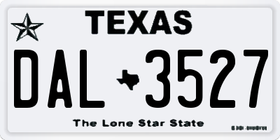 TX license plate DAL3527