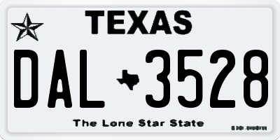 TX license plate DAL3528