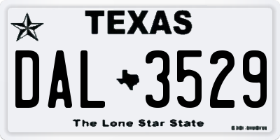 TX license plate DAL3529