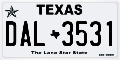 TX license plate DAL3531