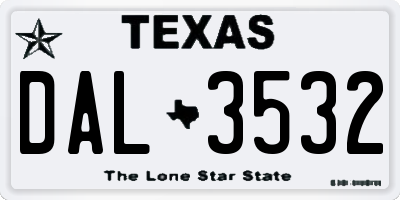 TX license plate DAL3532
