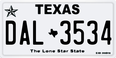 TX license plate DAL3534