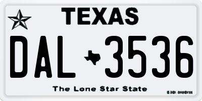 TX license plate DAL3536