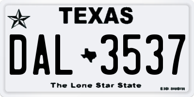 TX license plate DAL3537