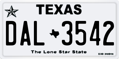 TX license plate DAL3542