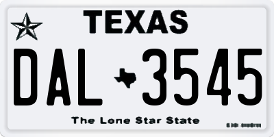 TX license plate DAL3545