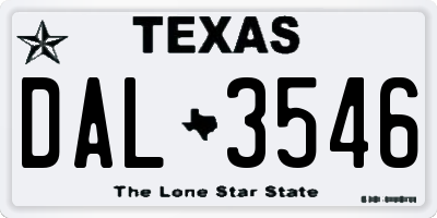 TX license plate DAL3546
