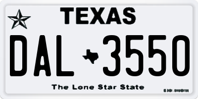 TX license plate DAL3550