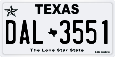TX license plate DAL3551