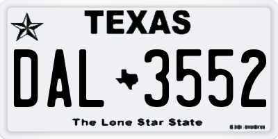 TX license plate DAL3552