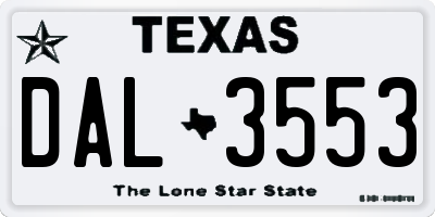 TX license plate DAL3553